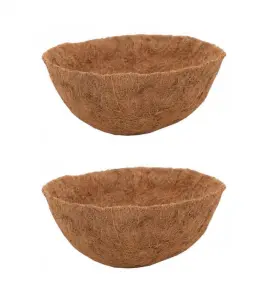 2 x Natural Coco Hanging Basket Liner Cupped Shaped Coco Liner for a 12 Inch Hanging Basket