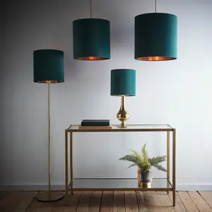 16" Green Velvet Drum Lampshade for Lamps and Ceiling