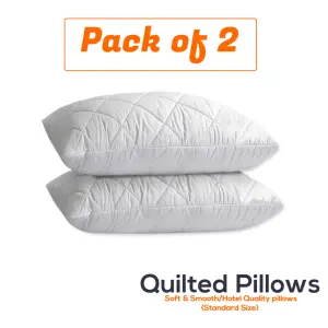 Quilted Pillows Hotel Quality Bounce Back Deep Filled Soft Bed Pillow Pack of 2