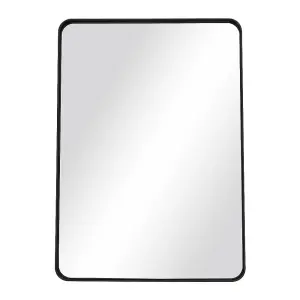 50cm x H 700cm W Rectangular Wall Mounted Black Metal Framed Bathroom Mirror Decorative