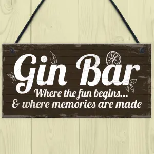 Red Ocean Gin Bar Sign Man Cave Home Bar Plaque Novelty Gift Shabby Chic Hanging Plaque Sign