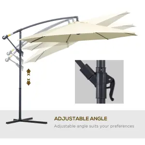 Outsunny 3(m) Cantilever Parasol Banana Umbrella Crank & Tilt, Beige