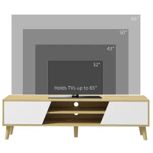 HOMCOM TV Unit Cabinet for TVs up to 65", TV Stand with Shelves, Oak