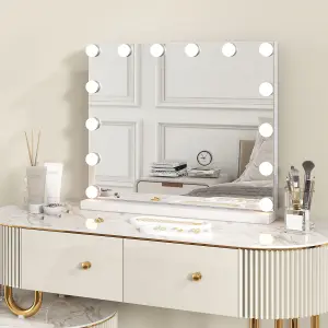 Costway Tabletop Vanity Mirror with Lights Hollywood Makeup Mirror w/ 3 Color Lighting Modes