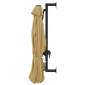 Berkfield Wall-Mounted Parasol with Metal Pole 300 cm Taupe