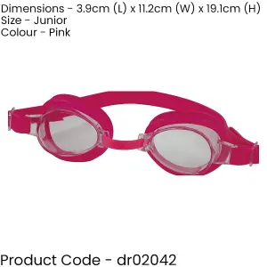 Junior Pink Swimming Goggles - Adjustable Strap & Nose Bridge Pool Holiday