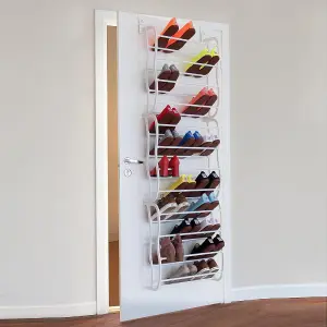 36 Pair Over the Door Hanging Shoe Rack Organizer Featuring 12 Tiers for Efficient Storage