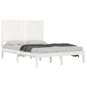 Berkfield Bed Frame White Solid Wood Pine 120x200 cm