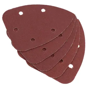 Hook And Loop Detail Sanding Pads Discs 140mm Triangular 80 Grit Medium 5pc