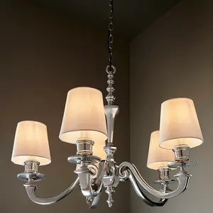 5 Light Chandelier Pendant POLISHED ALUMINIUM Ceiling Hanging Candelabra Lamp