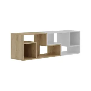 Decortie Modern Glis Corner TV Unit Versatile Design for TVs Up to 35 Inches Adjustable TV Shelf Media Centre Oak, White