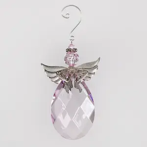 Acrylic Crystal Angel Hanging Figurine Ornament Pink/Silver