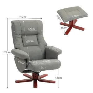 HOMCOM Recliner Chair with Footstool, Backrest Adjustable, Armchair, Grey