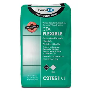 Bond It CTA Flexible Tile Adhesive White Cement Ceramic Floor Wall Non Slip 20kg