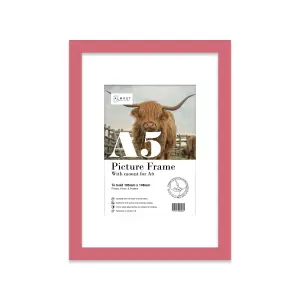 A5 Pink Picture Frame With Mount for A6 (10.5 x 14.8cm - 4.1 x 5.8in) Poster, Photo, Artwork, or Print.