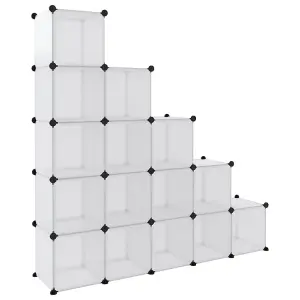 Berkfield Storage Cube Organiser with 15 Cubes and Doors Transparent PP