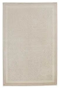 Light Grey Ivory Chequered Geometric Modern Easy to Clean Modern Dining Room Bedroom and Living Room Rug-160cm X 230cm