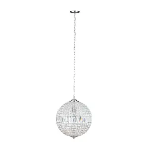 Litecraft Miley Chrome 1 Lamp Globe Ceiling Pendant Light