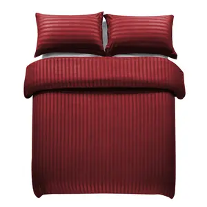 Microfiber Striped Duvet Cover Set with Pillowcases Burgundy / Super King Duvet Cover + 2 Standard Pillowcases