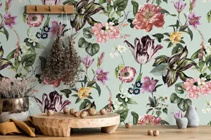 Galerie Flora Green Floral Rhapsody Wallpaper