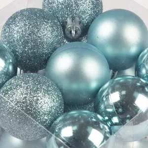 100 Piece Shatterproof Christmas Bauble Set Ice Blue