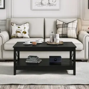 O'Kean 4 Legs Coffee Table with Storage Black / Black