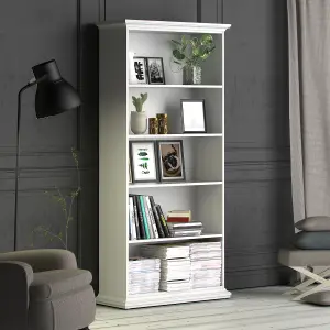 Paris 4 Shelves Tall Bookcase  in White