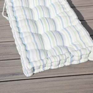 Vintage Style Blue Striped Outdoor Garden Furniture Bench Cushion