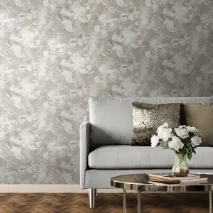 Muriva Grey & Gold Marble Metallic effect Embossed Wallpaper