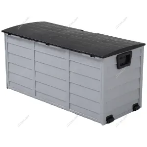 112cm W Waterproof Lockable Outdoor Garden Storage Box, Light Grey