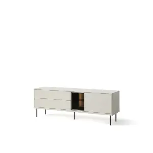 Epiro 6 Elegant Cashmere & Dark Oak TV Cabinet - Modern Media Storage Solution W161cm x H56cm x D41cm