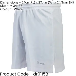 M ADULT Elastic Lightweight Football Gym Training Shorts - Plain WHITE 34-36"