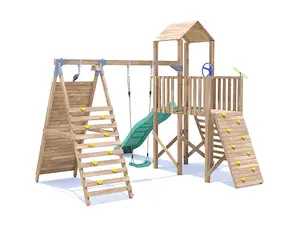 Dunster House Climbing Frame with Swing, Slide, Tall Wall FrontierFort High