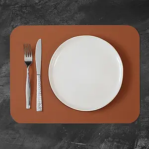 iStyle Rust and Black Flexi Set of 2 Faux Leather Placemats