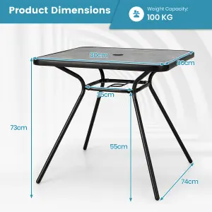 Costway Outdoor Dining Table Patio Bistro Table w/ 42mm Umbrella Hole for 4 Persons