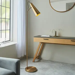 Luminosa Karna New Task Floor Lamp Warm Antique Brass