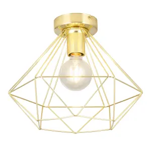 GoodHome Hexagon Gloss Metal Brass effect Ceiling light