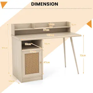 Costway Computer Desk Writing Study Desk Workstation Table w/ Storage Cabinet & Hutch