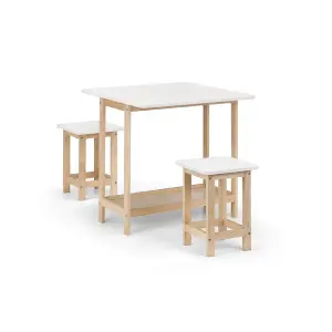 Compact Wooden Bar Set (Table + 2 Stools)