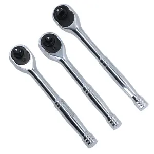 3pc Mixed Drive Ratchets 100 Teeth Quick release Socket Driver 1/4" 3/8" 1/2"