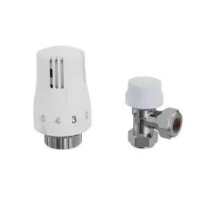 Right Radiators Thermostatic Angled TRV & Lockshield Radiator Valves Set 1/2"x15mm