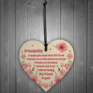 Red Ocean Friendship Best Friend Plaque For Special Friend Wooden Heart Birthday Christmas Gift For Women