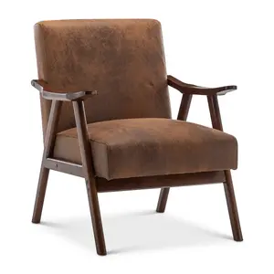 Faux Leather Suede Brown Selma Accent Chair