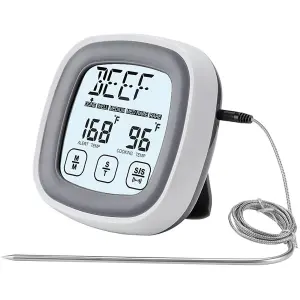 Digital Instant Read Meat Thermometer with Probe, Stand, Magnetic Back & Timer for BBQ, Oven, Grill, Frying, Food Cooking