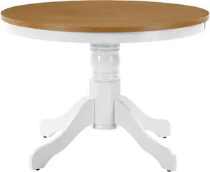 Conklin Round Solid Wood Base Dining Table Three Posts Table Base Colour: Ivory