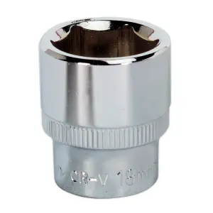 Sealey WallDrive Socket 18mm 3/8" Square Drive Fully Polished Finish Tool SP3818