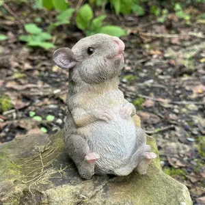 Happy Mouse in a relaxed pose, cute fairy woodland garden ornament