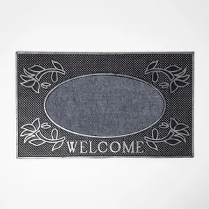 Homescapes Silver 'Welcome' Door Mat, 75 x 45 cm