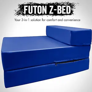 Fold Out Single Z Bed Futon Sofa Chair Mattress - Dark Blue