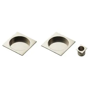 30mm Sliding Door Rose & 2x 53mm Square Flush Finger Pulls - Polished Chrome